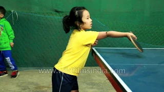 Cute little kids play table tennis in Imphal, Manipur