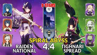 New 4.4 Spiral Abyss│Raiden National & Tighnari Spread | Floor 12 - 9 Stars | Genshin Impact