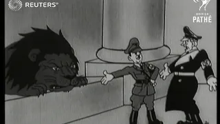 War cartoon 'Hitler and Ribbentrop Meet the British Lion' (1939)