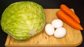 Cabbage with eggs tastes better than meat! Easy and very delicious dinner