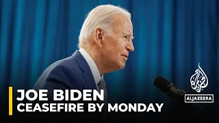 US President Joe Biden says he hopes ‘by next Monday we will have a ceasefire’