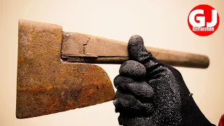 Old rusty Japanese Axe Restoration dyed black!