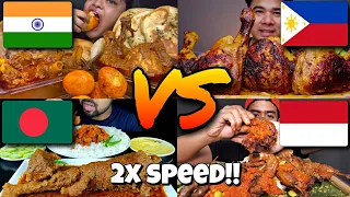 2x speed!!🔥ASMR Different Mukbangers From Around The Universes|Fast Motion Satisfying Eating🇮🇳🇨🇦🇧🇩🇰🇷