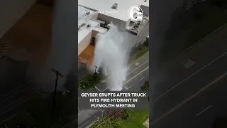 A large geyser of water erupted in Plymouth Meeting after a tractor-trailer hit a fire hydrant