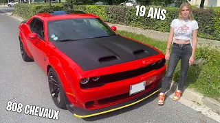 ELLE ROULE EN DODGE CHALLENGER DE 810 CHEVAUX ! (J'étais pas prêt de sa conduite!!)😈🔥