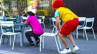 Clown Chair Pulling Prank!