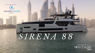 Walkthrough of Yacht Sirena 88 in Dubai with Grande Marine as the shipyard’s dealer in UAE