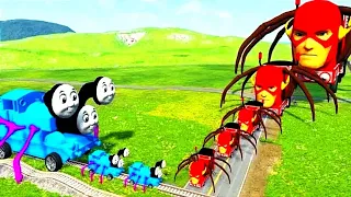 Big and small Thomas train engine vs Choo-choo charles flash train - BeamNG Drive @BeamNGmodsdrive9m6