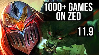 ZED vs WARWICK (JUNGLE) | Quadra, 2.0M mastery, 1000+ games, 22/4/13, Legendary | BR Master | v11.9