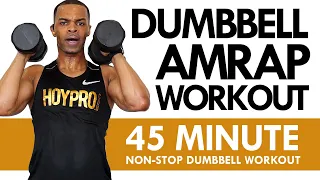 45 MIN Full Body Dumbbell AMRAP HIIT Workout (SUPER SWEATY)