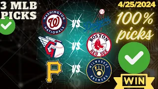 3 MLB Picks Today 95% Win Today/4/25/24 | MLB Predictions Today,Dodgers ,Guardians,Brewers