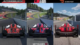 Automobilista 2 vs Le Mans Ultimate vs Rennsport Beta - Porsche 963 at Circuit de Spa-Francorchamps