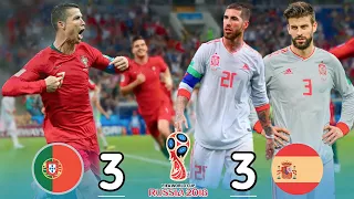 Portugal~Spain 3_3 World Cup [2018]  matchs highlights] hat-trick Ronaldo 💥 جنون حفيظ الدراجي