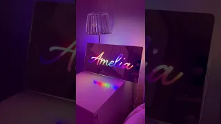 Personalised Name Mirror Sign, LED Light Up Mirror Bedroom Sign
