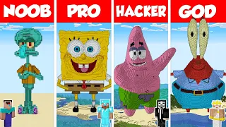 Minecraft TNT SPONGE BOB HOUSE BUILD CHALLENGE  NOOB vs PRO vs HACKER vs GOD Bikini Bottom Animation