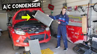 FORD FOCUS AC CONDENSER REMOVAL REPLACEMENT. AC LEAK FIX