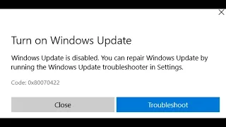 Fix Error Windows Update Is Disabled Error Code 0x80070422