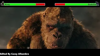 Kong vs. Godzilla (Aircraft Carrier Fight) with healthbars