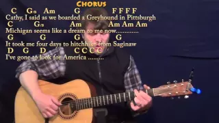 America (Simon & Garfunkel) Fingerstyle Guitar Cover Lesson in C with Chords/Lyrics