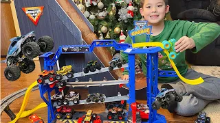 Monster Jam Garage UNBOXING!  Monster Truck MAYHEM!