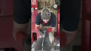 Forging an integral chefs knife from a 52100 roller bearing.