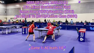 2022 US Open U11 Mixed Doubles Semi-Final, Emma Dong/David Xu vs Abigail Yu/Caillou Chen