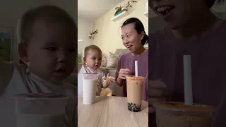 Boba straw challenge with my toddler #boba #shorts