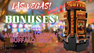 🎰LAS VEGAS BONUSES! FIRST TIME PLAYING BUFFALO LINK!! NICE WIN!!🍀