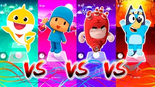 Baby Shark 🆚 Pocoyo 🆚Oddbods Fuse 🆚 Bluey Bingo🎶 Who Is Best in Tiles Hop