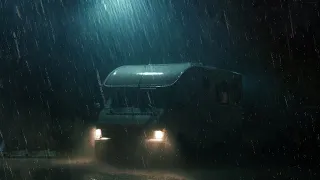 Heavy Rain in Campervan | 10 hours | Black screen | Rain sounds.