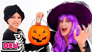 Vlad und Nikita spielen an Halloween Süßes oder Saures