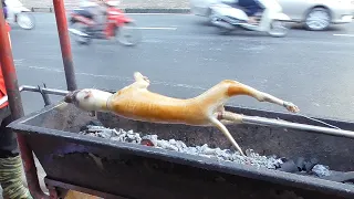 DOG MEAT COOKING in Vietnam - Crispy Charcoal Roasted Bbq WHOLE DOG - Street food in Vietnam 2023