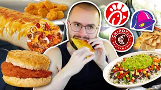 Letting The Person in Front of Me DECIDE What I Eat for 24 HOURS! Chick-fil-A, Chipotle + Taco Bell