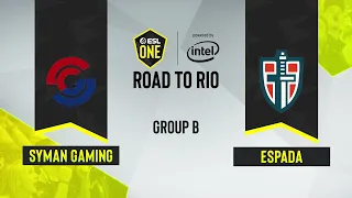 CS:GO - ESPADA vs. Syman Gaming [Mirage] Map 2 - ESL One Road to Rio - Group B - CIS
