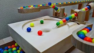 Marble Run ☆ Transparent pipes Japanese "Shishi-odoshi" +  Handmade rotating plate + Cuboro + HABA