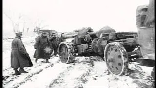 German infantry and armor attacks a village on the Eastern Front during World War...HD Stock Footage
