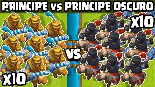 10 PRINCIPES vs 10 PRINCIPES OSCUROS | CUAL ES MEJOR? | SUPER ENFRENTAMIENTO de CLASH ROYALE