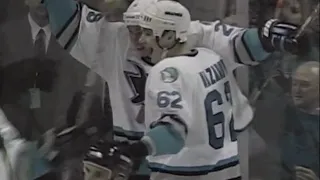 Viktor Kozlov's sweet goal vs Bruins, Marleau"s first NHL point (11 oct 1997)