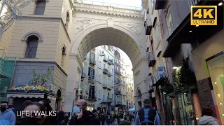 Naples - Italy Walk | Crowded Shopping street Via Chiaia | Binaural audio Walking Tour (4K | 60 fps)