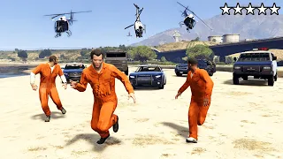 فرانكلن، ترايفر ومايكل يحاولون الهروب من 5 نجمات في جي تي أي 5 | GTA V 5 Star Escape