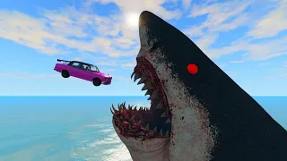 Beamng Drive - Cars Jump into Scary Sharks - Fun Stunts Jumps Crash Compilation | BeamNG Max