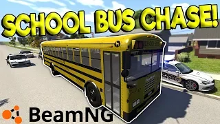 INSANE SCHOOL BUS POLICE CHASE & CRASHES! - BeamNG Gameplay & Crashes - Cop Escape