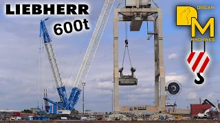 UNBELIEVEABLE Heavy Cargo job dismantling giant gantry crane with 600 ton crawler crane