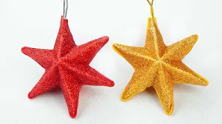 Рождественская звезда из глиттерного фоамирана | Christmas star made of paper and foamiran