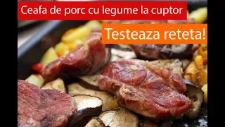 Ceafa de porc la cuptor, cu legume