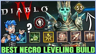 Diablo 4 - Best Highest Damage Necromancer Leveling Build - 1-50 FAST & EASY - Full Skills Guide!