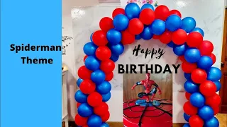 Spiderman Balloon Decorations for birthday | How to do Spiral balloon Arch without stand