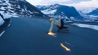 Skateboarding Down Norwegian Mountain [Dalsnibba]