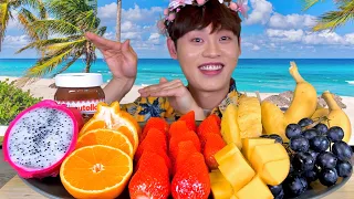 ASMR 새콤달콤 과즙팡팡 생과일🍌블랙포도 애플망고 용과 딸기 파인애플 먹방~! Fresh Fruit Orange Banana Apple Mango Grape MuKBang!