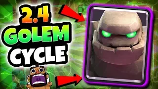 FASTEST 2.4 GOLEM CYCLE DECK EVER!! INSANE CYCLE DECK! | Clash Royale FAST & FUN GOLEM DECK!